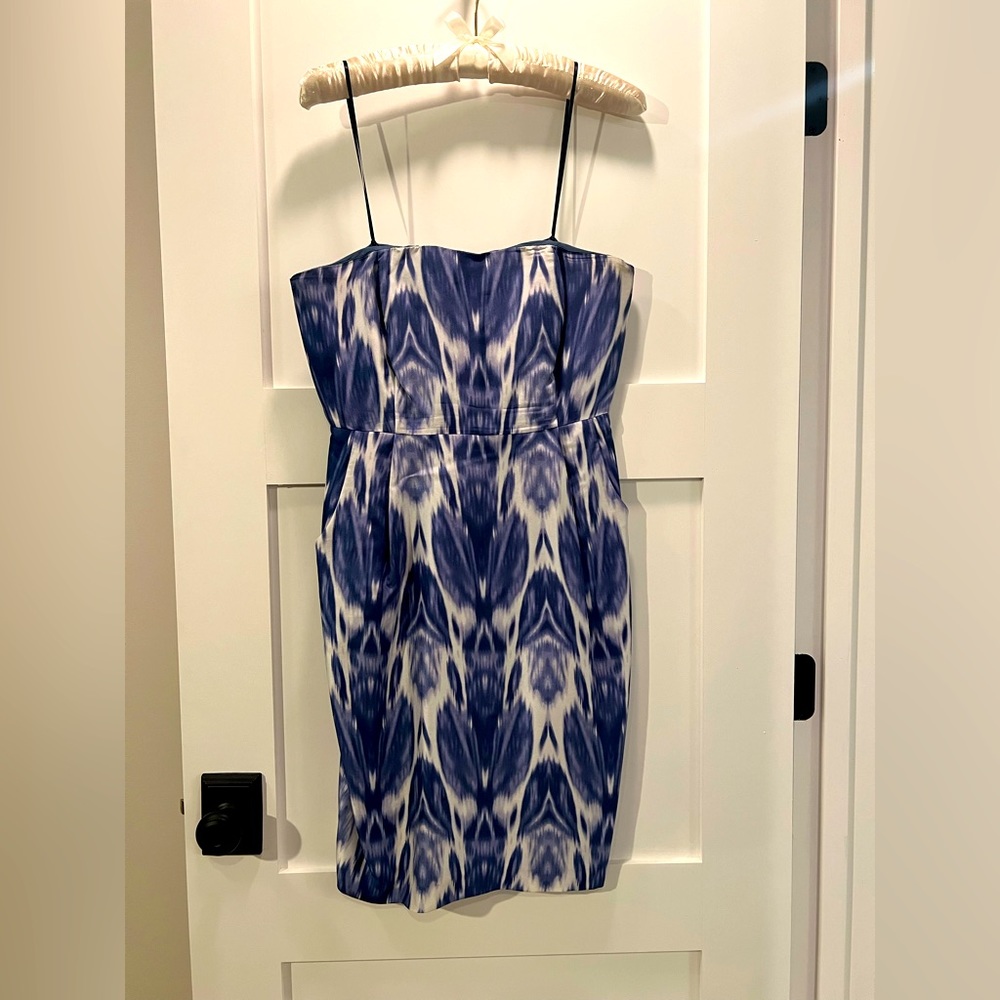 J.Crew Collection strapless satin ikat mini dress